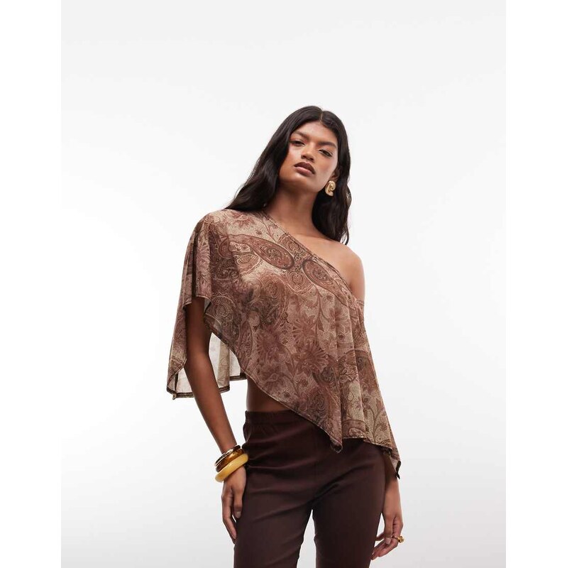 Reclaimed vintage poncho top in paisley print-Multi