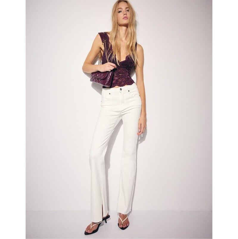 Stradivarius Wide-strap lace top in purple