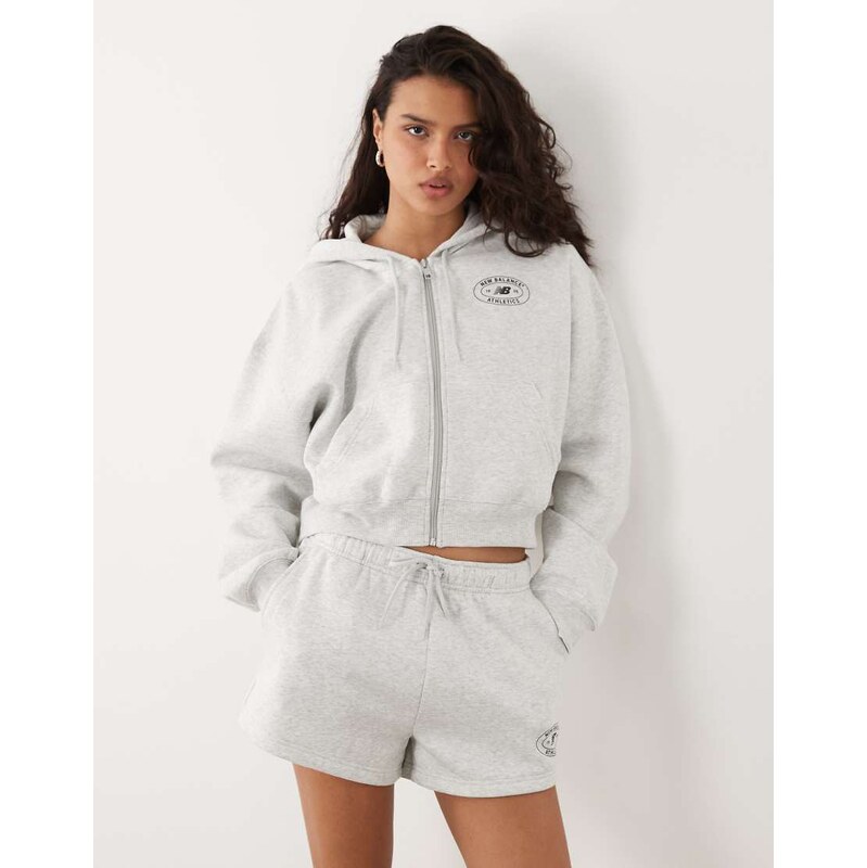 New Balance reimagined fleece full zip in grey