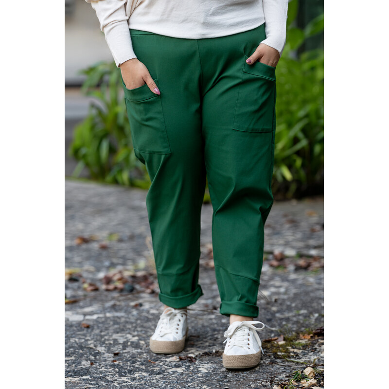 Italy fashion Pružné kalhoty RAINY Barva: Lesní zelená, Velikost