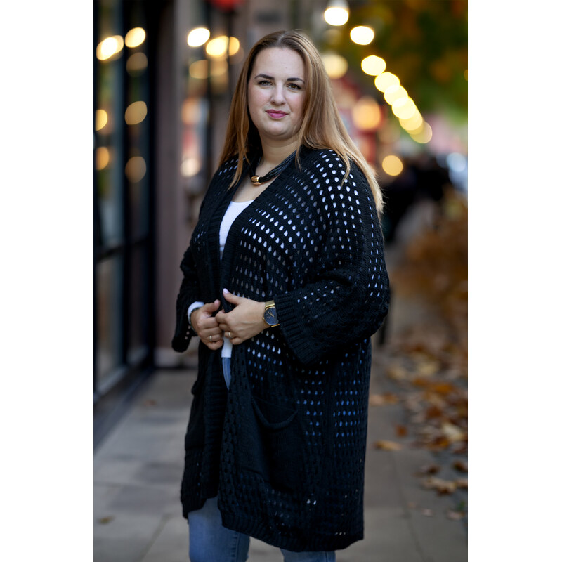 Italy fashion Pletený kardigan ASTA Barva: Černá, Velikost: UNI: