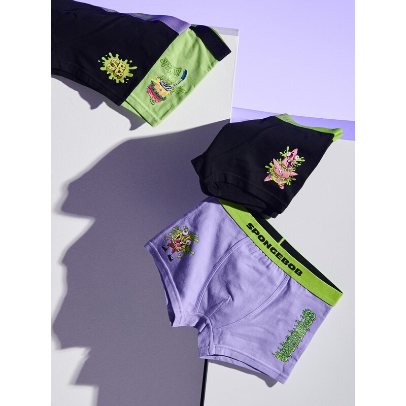 Sinsay - Bavlněné boxerky 4 pack SpongeBob - fialová