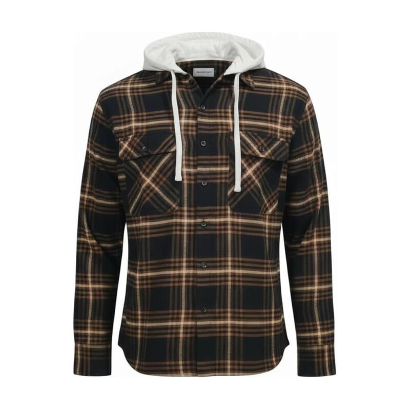 Radwa Košile Mens flannel with hooddie hnědá