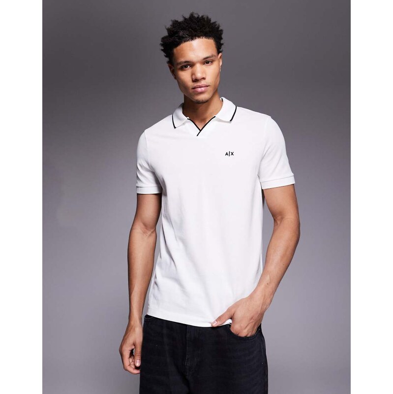 Armani Exchange logo polo shirt in white