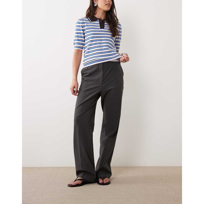 ASOS DESIGN tailored slim straight trousers in charcoal marl