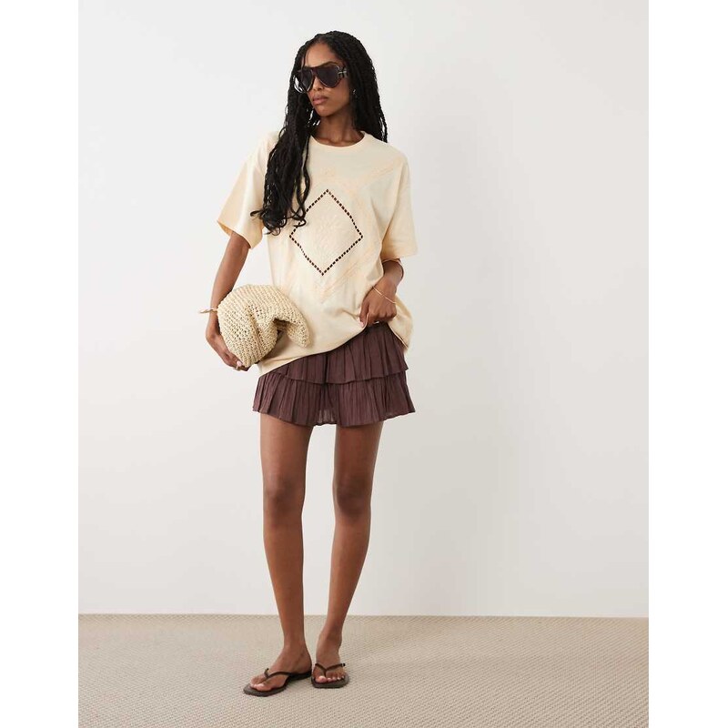 Miss Selfridge embroidered heritage oversized t-shirt in