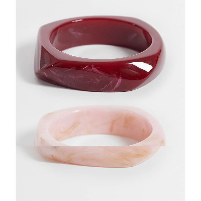 Sui Ava 2 pack chunky bangles in burgundy and pink-Multi