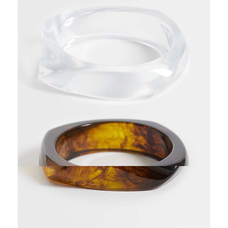 Sui Ava 2 pack chunky bangles in brown and clear-Multi