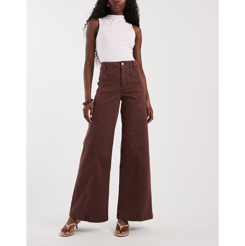 Free People libre wide leg jean in burgundy-Red