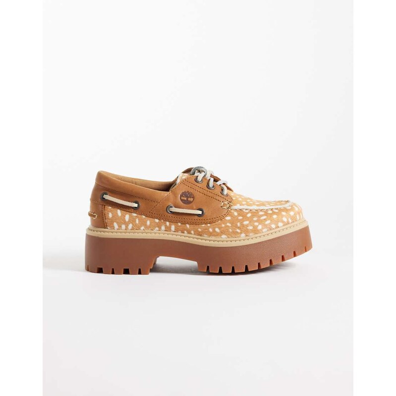 Timberland Stone Street platform 3 eye boat shoes in mid brown