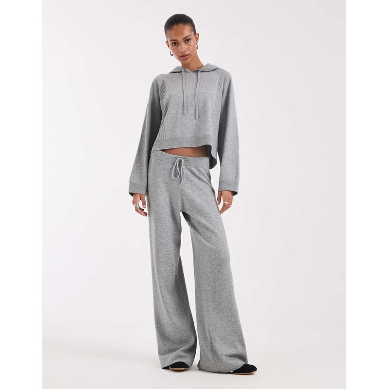 ONLY wide leg knitted trousers co-ord in mid grey