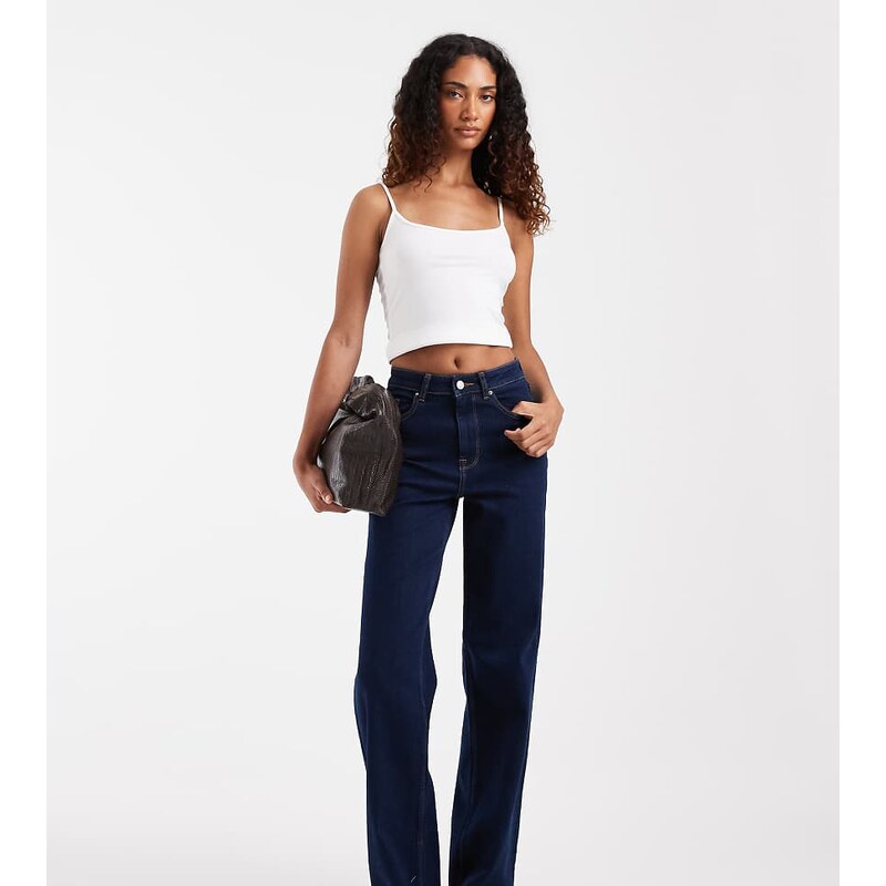 ONLY Tall Hannah extra high waist wide leg jeans in dark blue