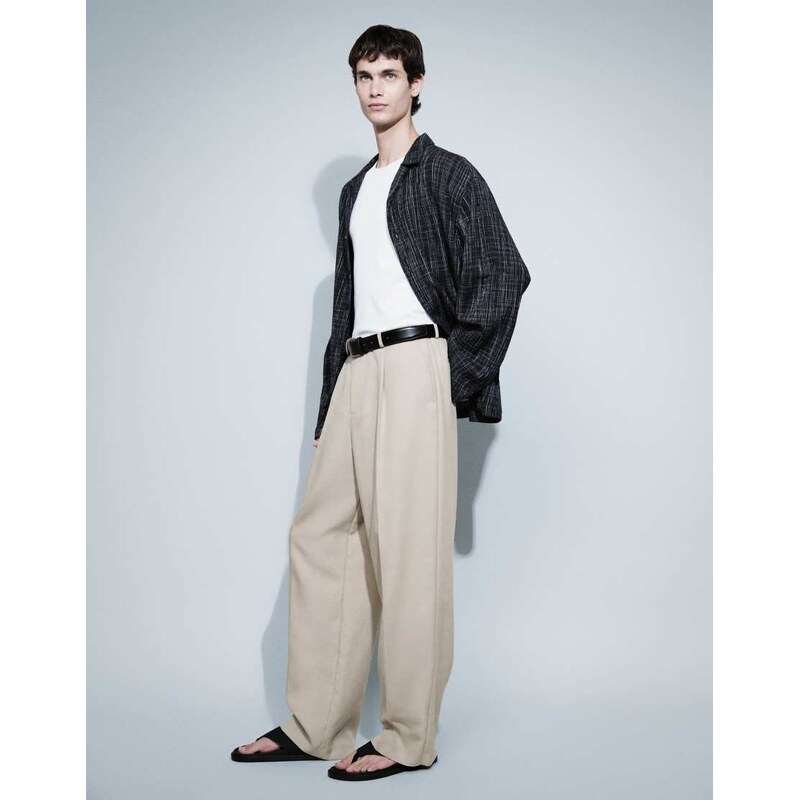 ASOS DESIGN summer cotton smart wide leg trousers in white