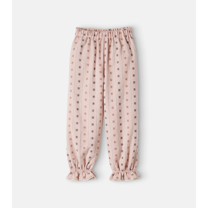 Bebe Organic Claire floral ruffled cotton-blend pants