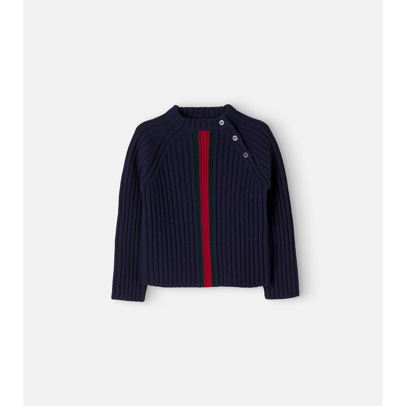 Gucci Kids Baby Web stripe jacquard wool sweater