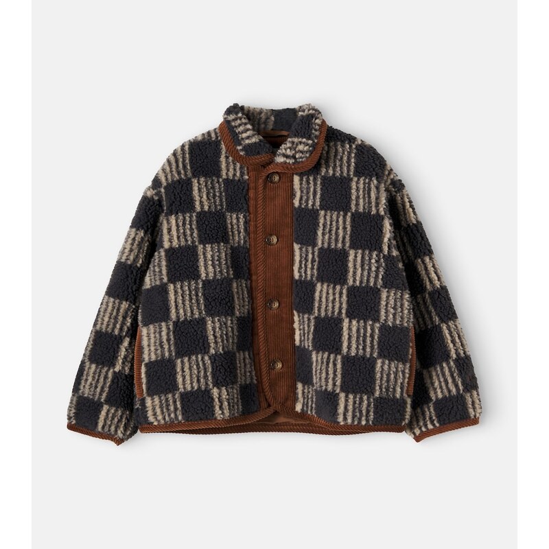 Bobo Choses Almost Moiré checked cotton teddy jacket