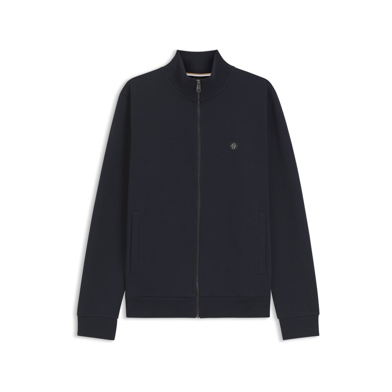 BOSS Zip-up sweatshirt with Double-B-monogram badge