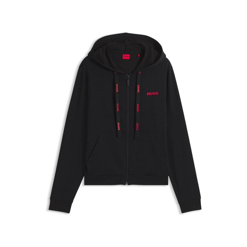 HUGO Cotton-blend zip-up hoodie with logo details