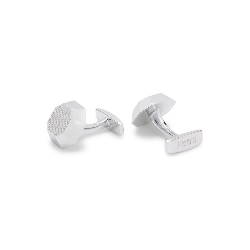 BOSS Textured octagonal-shaped cufflinks in brass