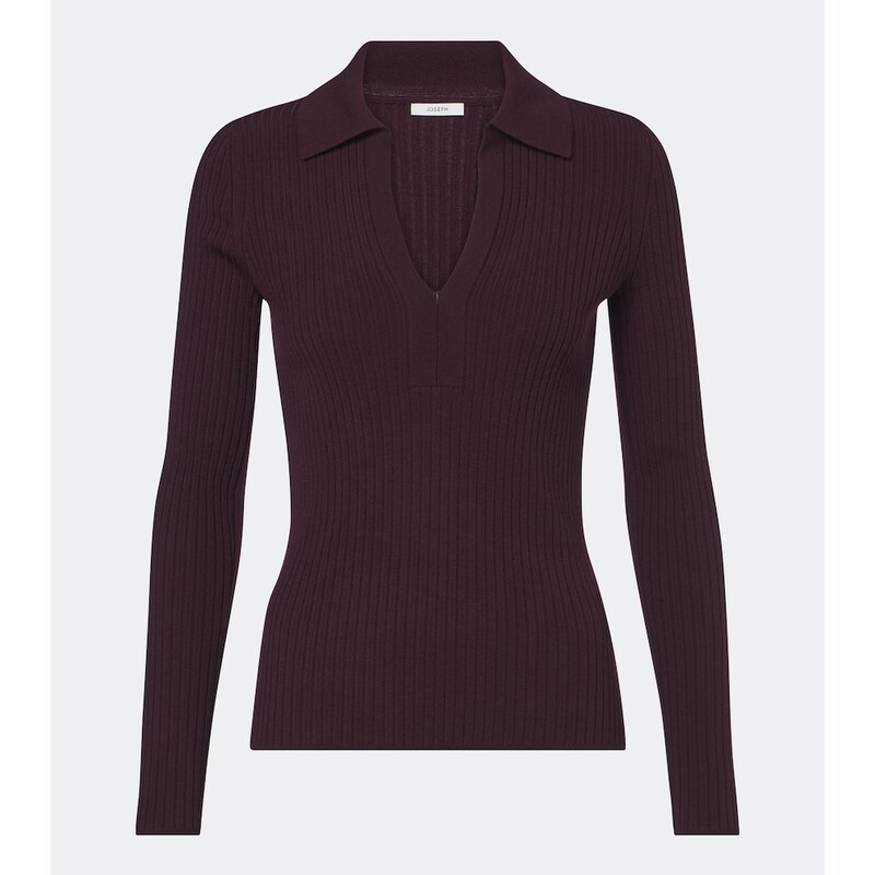 Joseph Ribbed-knit wool-blend polo sweater