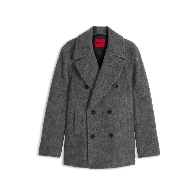 HUGO Double-breasted coat in melange fabric