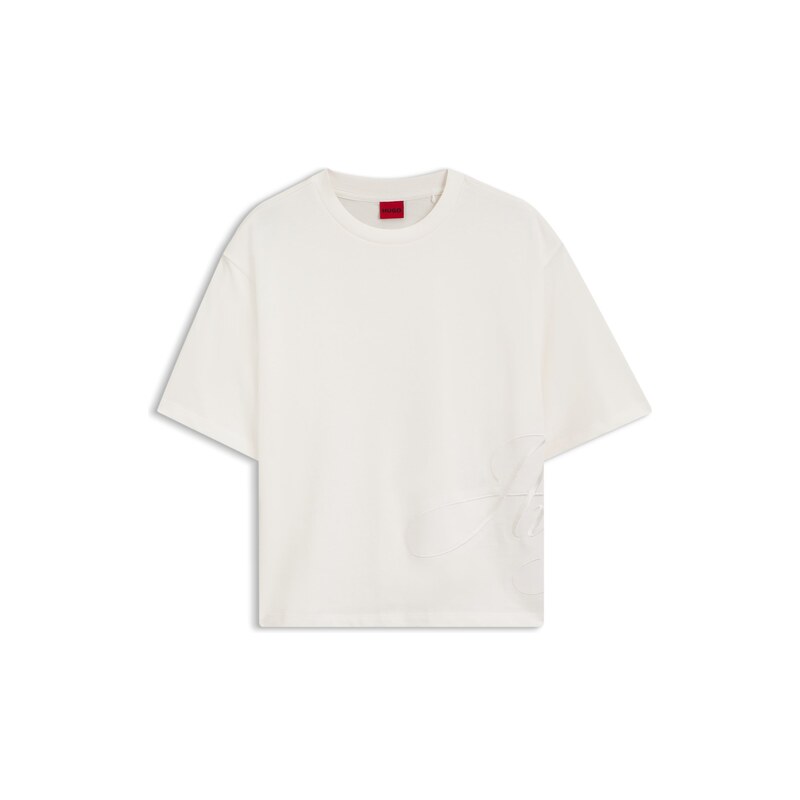 HUGO Cotton-jersey T-shirt with oversized logo embroidery