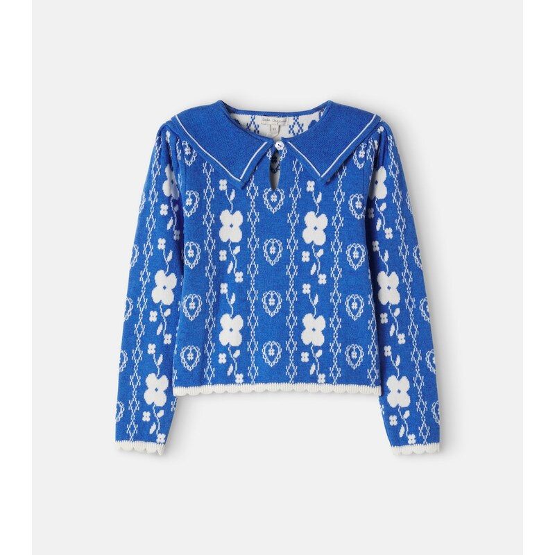 Bebe Organic Cosette jacquard cotton and wool sweater