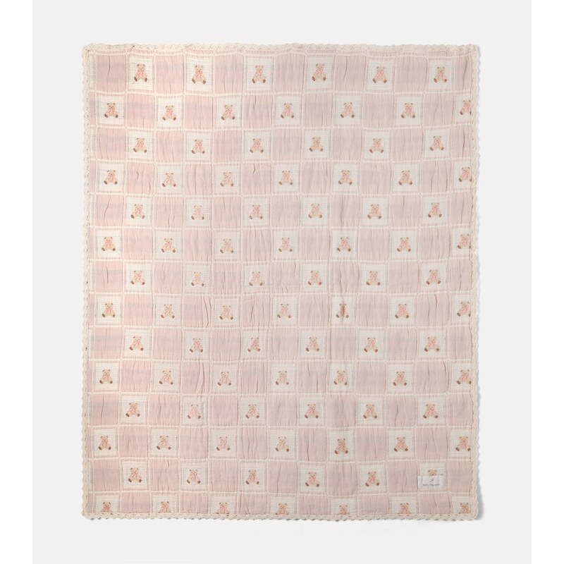 Bebe Organic Teddy embroidered cotton blanket