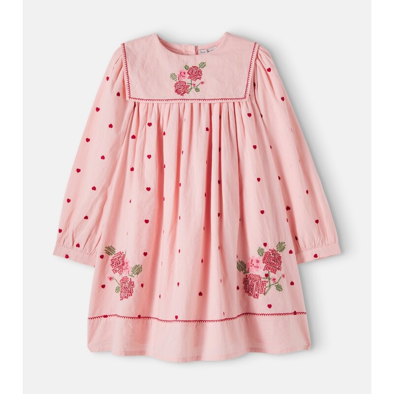 Bebe Organic Rose embroidered cotton dress