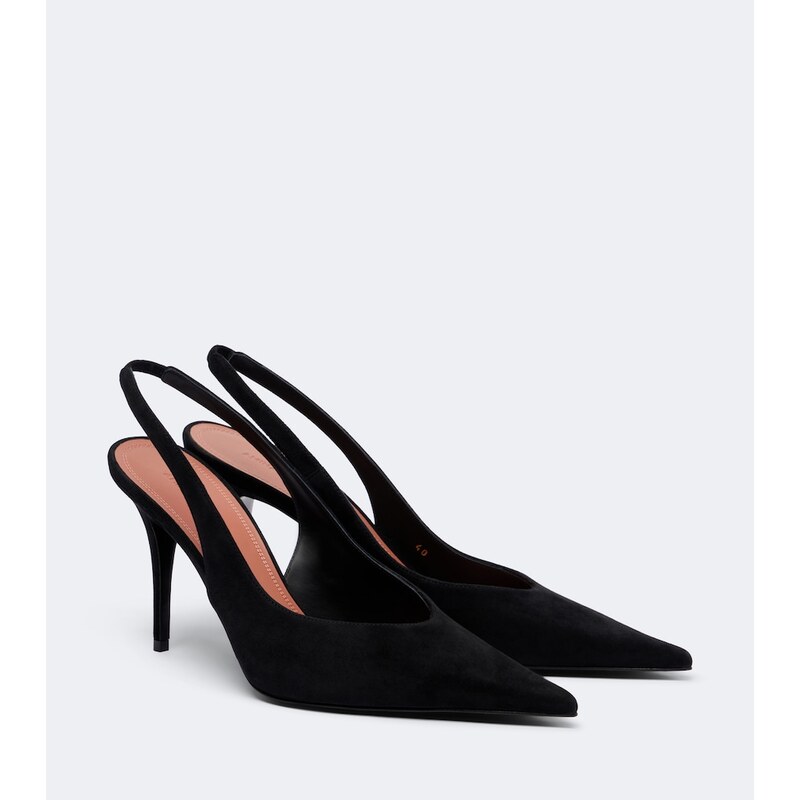 Amina Muaddi Anok suede slingback pumps