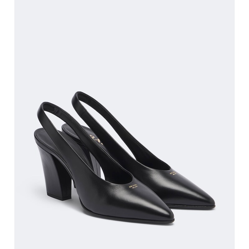 Prada lodičky z černé kůže s slingback pásy