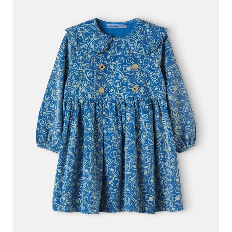 Bobo Choses Floral cotton corduroy dress