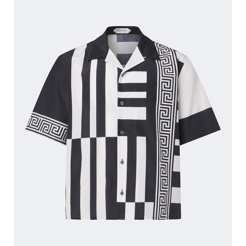 Versace Printed cotton and silk bowling shirt