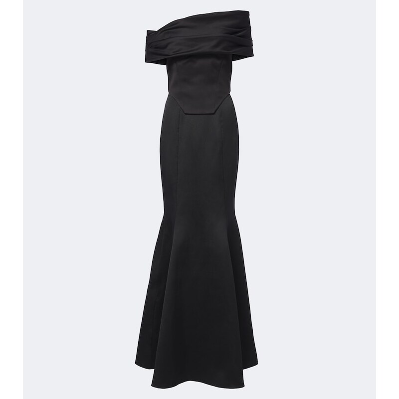 Solace London Alta off-shoulder satin bustier dress