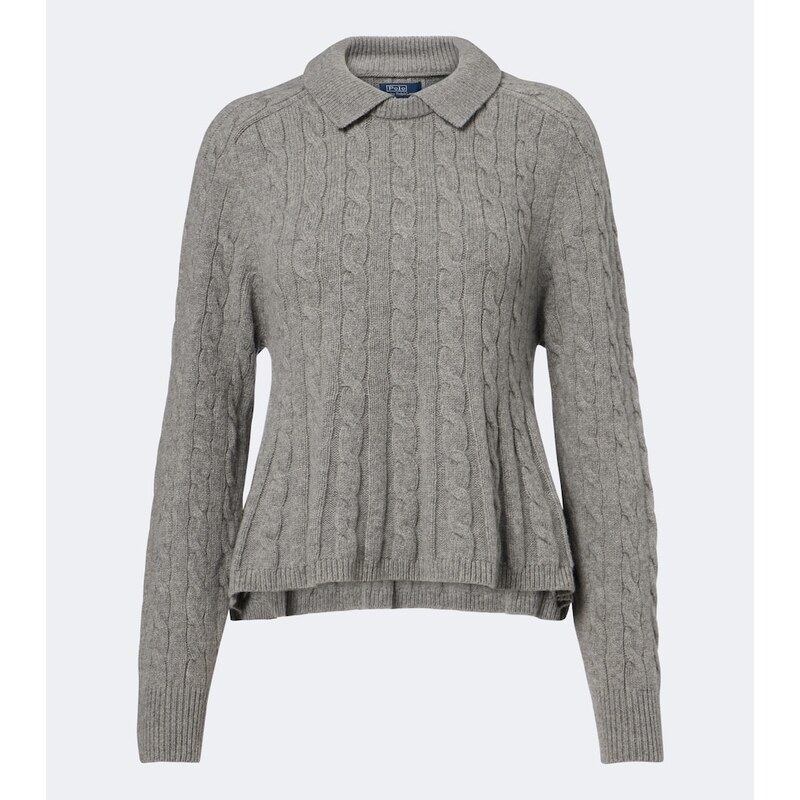 Polo Ralph Lauren Cable-knit wool and cashmere polo sweater