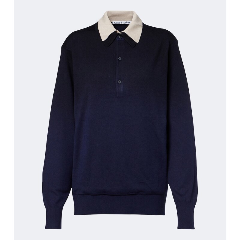 Acne Studios Silk, wool, and cashmere polo sweater