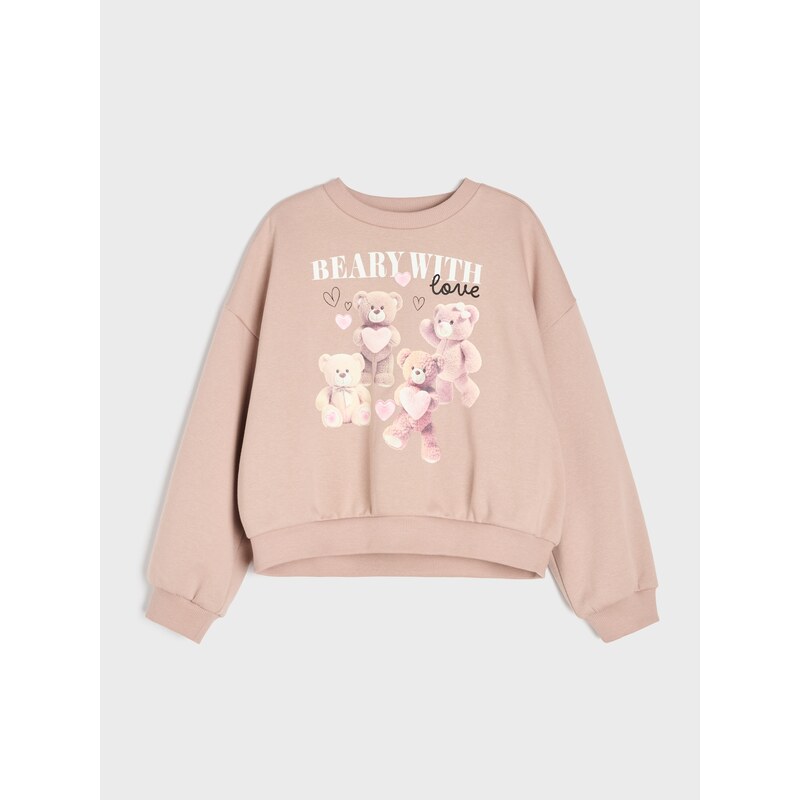 Sinsay - Mikina crewneck s potiskem medvídků - světle fialová