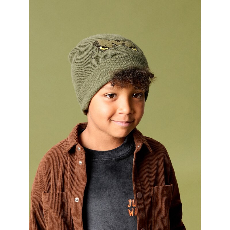 Sinsay - Čepice beanie s motivem draka - khaki