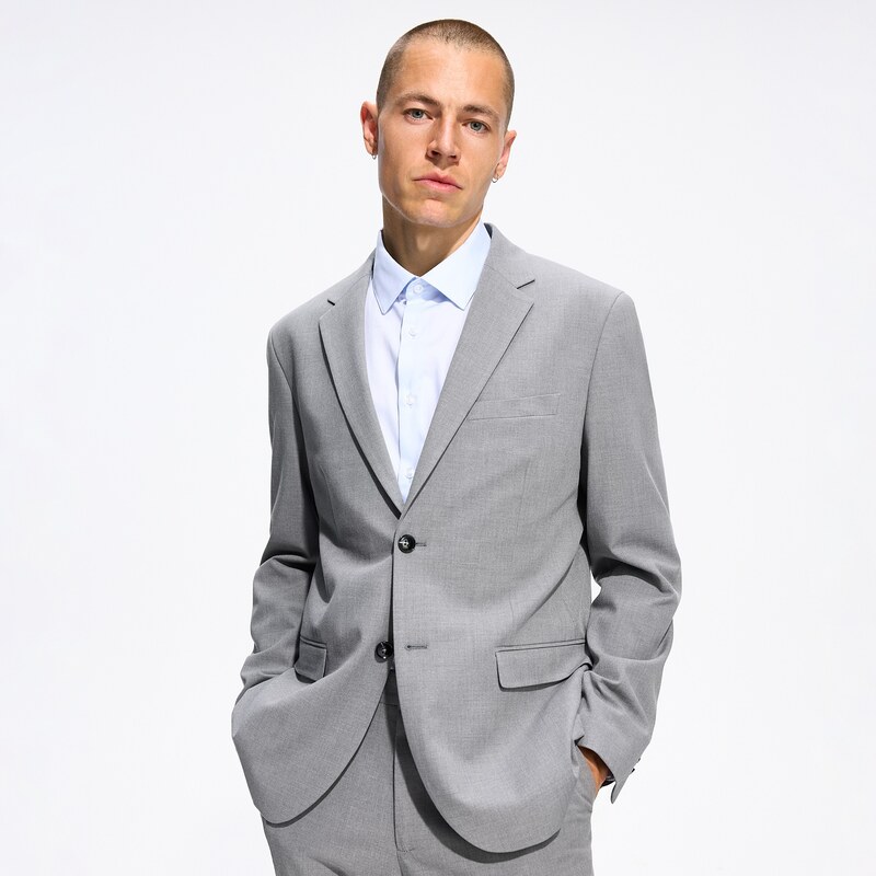 Reserved - Slim fit sako s viskózou - tmavě šedá