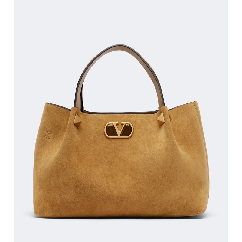 Valentino Garavani VLogo Signature Small suede top-handle bag