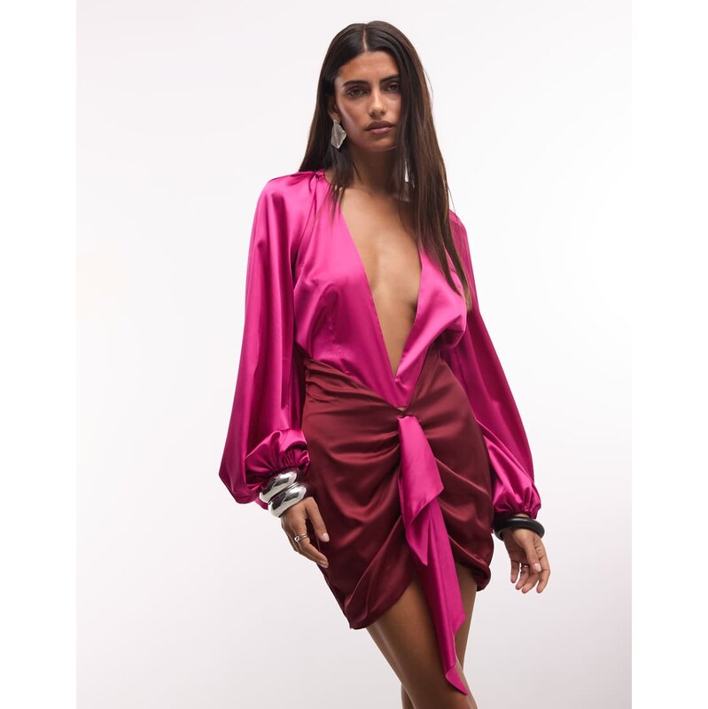 The Dolls House Circa Beaudelle premium satin deep plunge neck