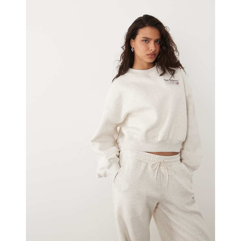 New Balance Trackside fleece sweatshirt in beige-White