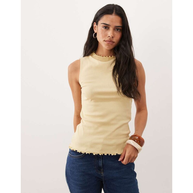 ARKET jersey rib tank vest top in yellow