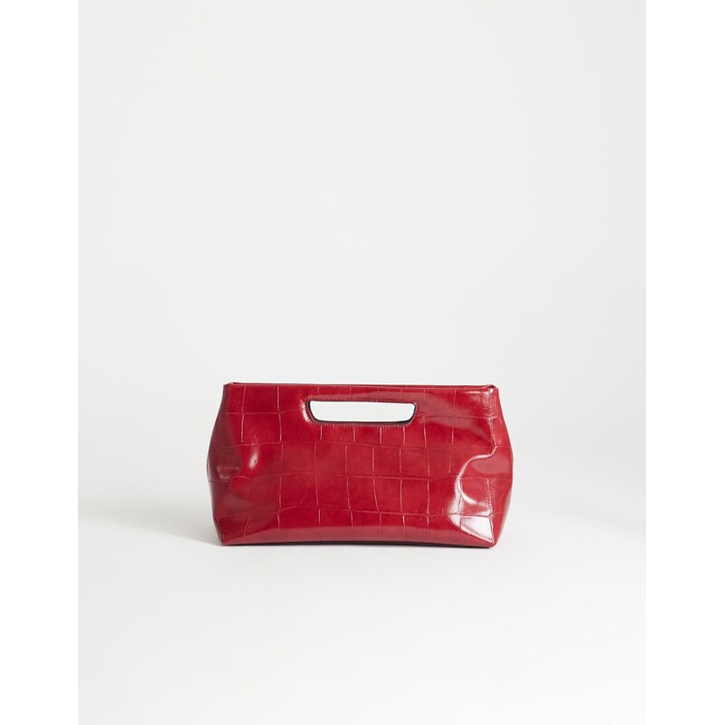 Topshop Daniel medium rectangle grab bag in red croc