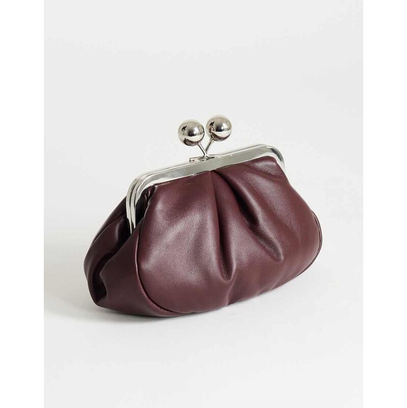 Topshop Clover small clutch bag in aubergine-Red