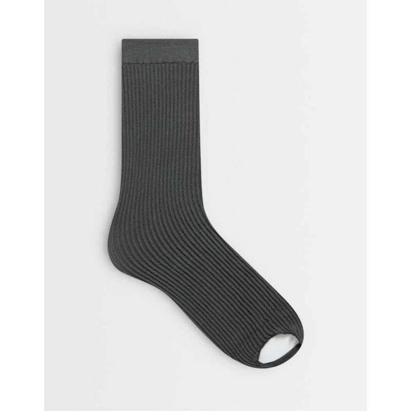 ASOS DESIGN ribbed stirrup socks in grey