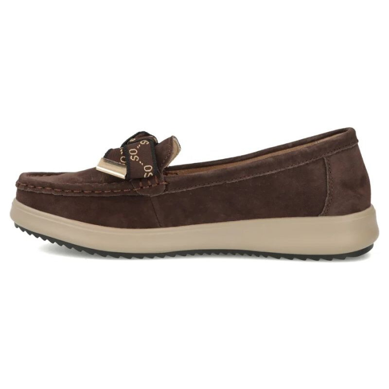 Hnědé semišové kožené mokasíny s mašlí model 22317107 - FILIPPO