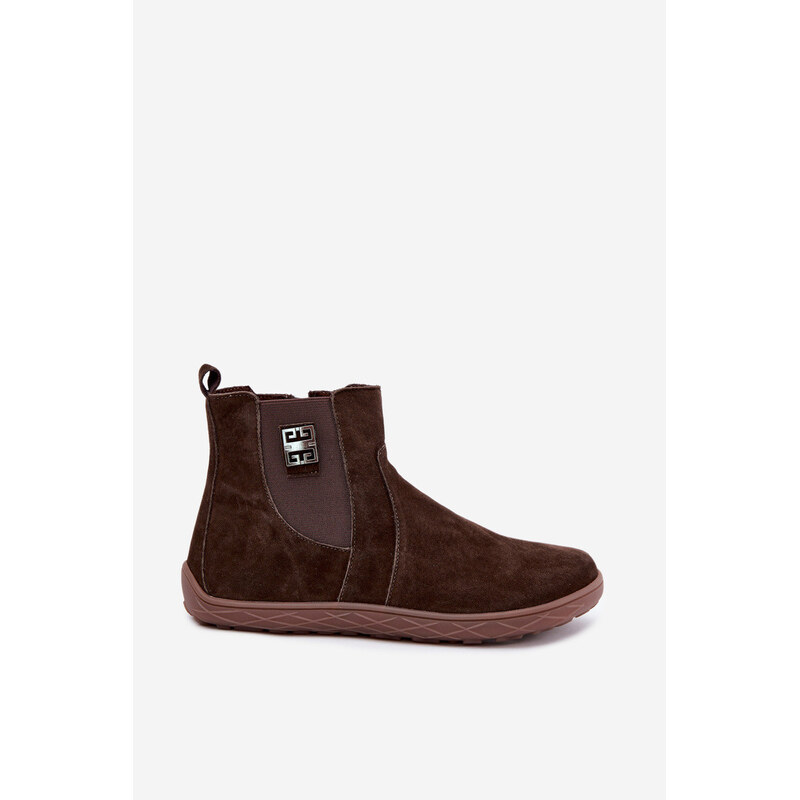 Dámské kožené semišové polobotky model 22320417 na zip