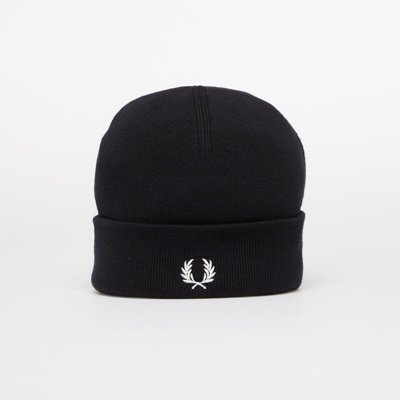 Čepice FRED PERRY Classic Merino Wool Beanie Navy/ Snow White