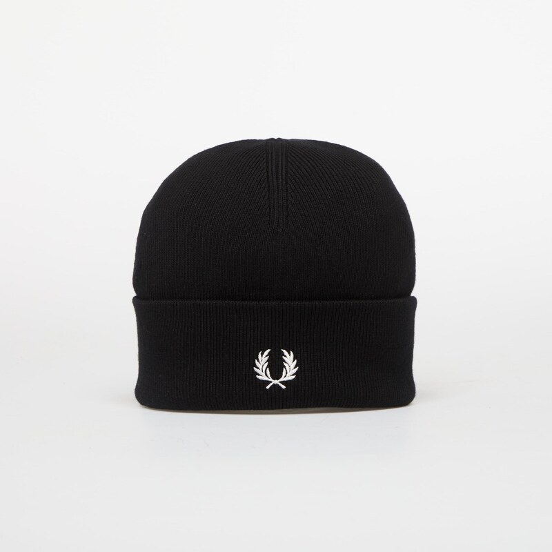 Čepice FRED PERRY Classic Merino Wool Beanie Black/ Snow White